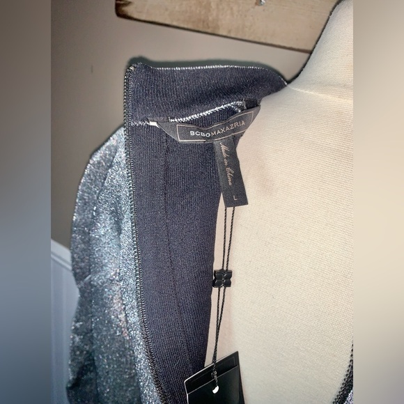 BCBGMaxAzria Metallic Gray bubble Stretch Bodycon Dress Large - Picture 6 of 7